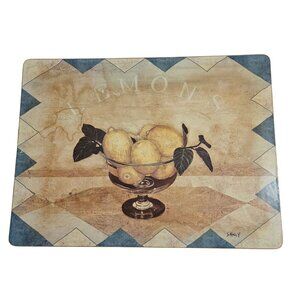 Pimpernel English Lemons Placemat 16" cork backed vtg inspired art by S. Hely